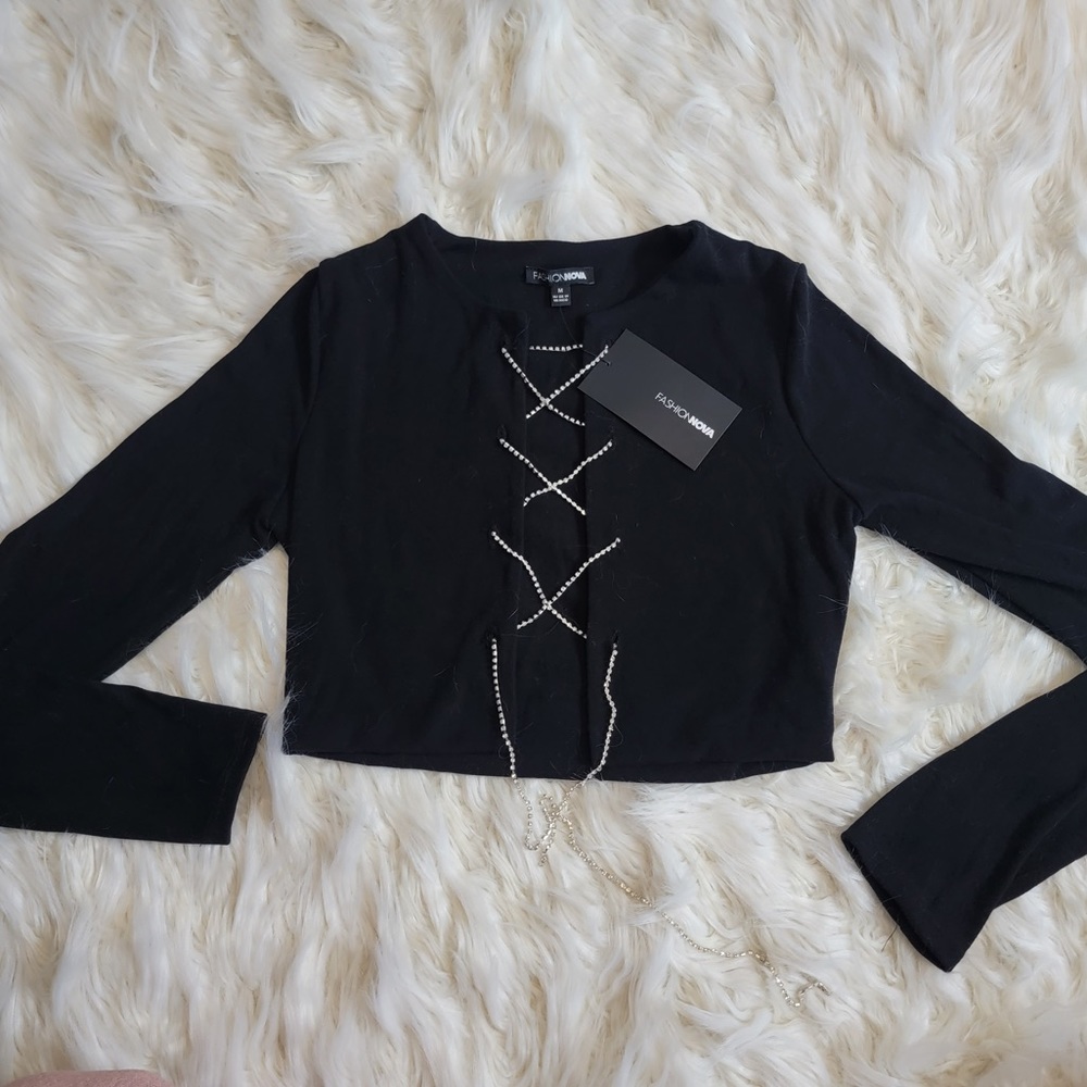 NWT Fashion Nova Lace Up Long Sleeve Top